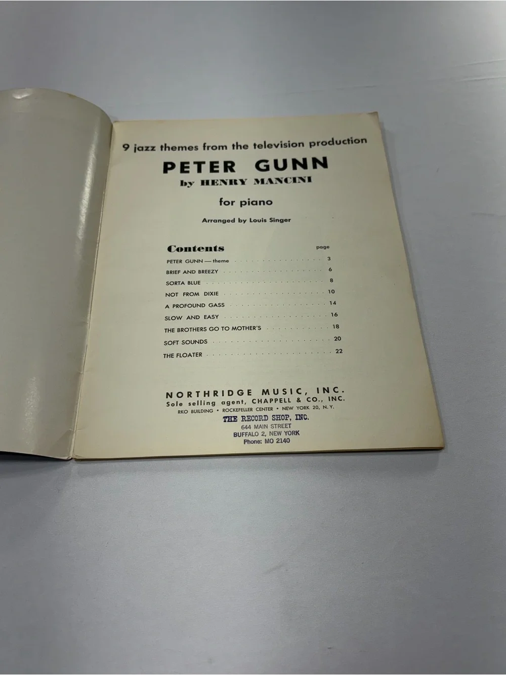 Henry Mancini Peter Gunn Piano Sheet Music Book 1958 TV Theme Jazz Vintage